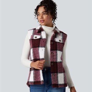 HALARA Red and White Sherpa Vest